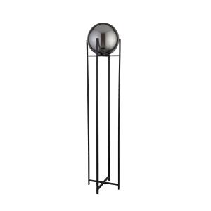 Lampadaire déco métal verre noir fumé e27 60w - D33 x H159…