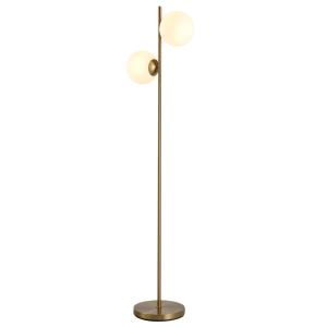 Lampadaire design néo-rétro 2 boules H165 cm métal doré
