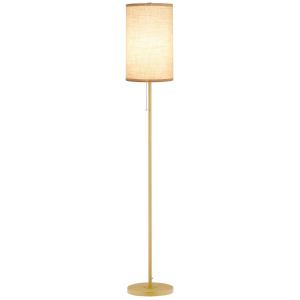 Lampadaire design néo-rétro acier doré abat-jour lin crème…