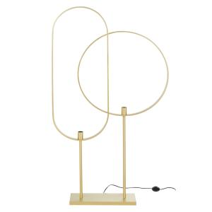 Lampadaire double ovale et rond en métal doré H170