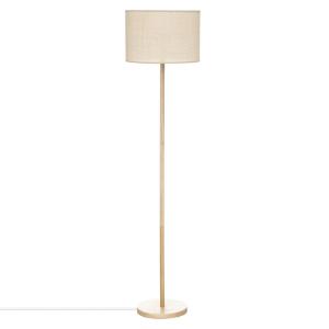 Lampadaire droit en bois de pin et abat-jour tressé beige n…