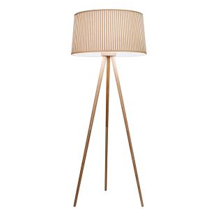 Lampadaire en bois avec abat-jour en tissu naturel