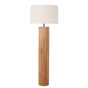 Lampadaire en bois de manguier sculpté et abat-jour en coto…