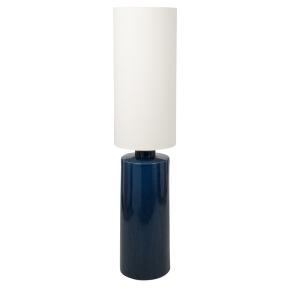 Lampadaire en céramique bleu nuit et abat-jour blanc cassé…