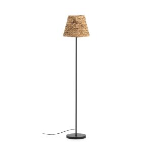 Lampadaire en fibres naturelles et base métallique