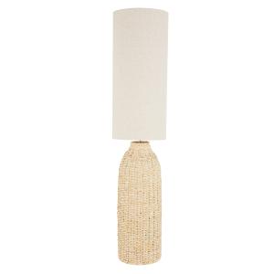 Lampadaire en fibres tressées et abat-jour en lin beige crè…