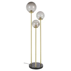 Lampadaire en marbre noir, tiges en métal doré et globes en…