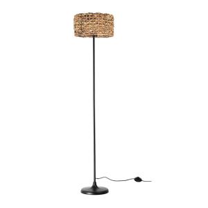 Lampadaire en métal avec abat-jour en rotin, H150 cm