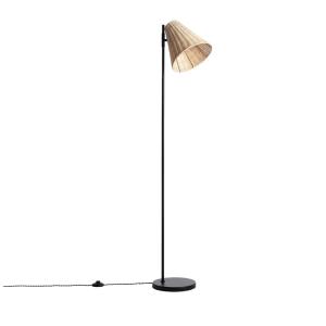 Lampadaire en métal avec abat-jour en rotin H151cm - Bois c…