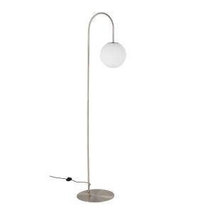 Lampadaire en métal chromé et globe opaque H182