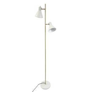 Lampadaire en métal crème blanc / laiton