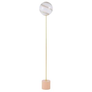 Lampadaire en métal doré et globe en verre marbré H162