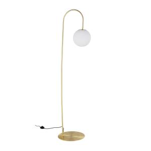 Lampadaire en métal doré et globe opaque H182