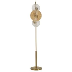 Lampadaire en métal doré et verre (30 x 30 x 164 cm)