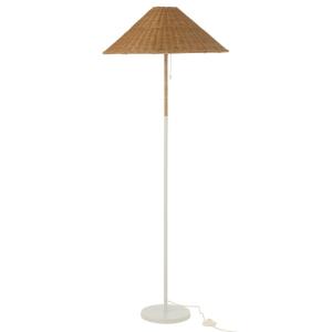 Lampadaire en métal et rotin beige 61x61x154 cm