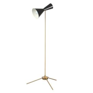 Lampadaire en métal finition noire et laiton - H131 cm