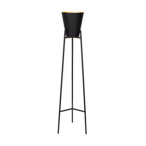 Lampadaire en métal noir abat-jour intérieur doré, H 150 cm…