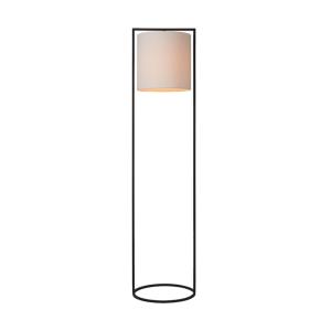Lampadaire en métal noir dans une hauteur d'abat-jour blanc…