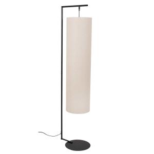 Lampadaire en métal noir et abat-jour beige H151