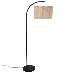 Lampadaire en métal noir et abat-jour en jute H150