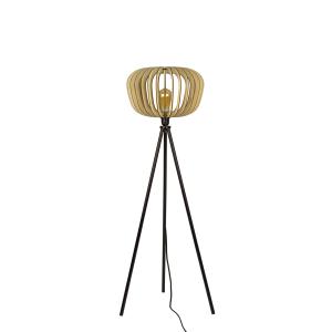Lampadaire en métal noir et effet bois H112cm