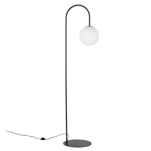 Lampadaire en métal noir et globe opaque H182