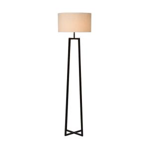 Lampadaire en noir avec une hauteur d'abat-jour blanche 168…