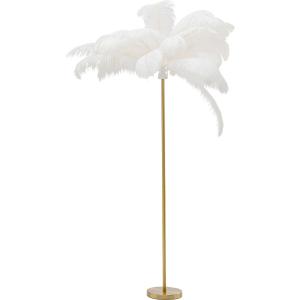 Lampadaire en plumes blanches et acier doré H165