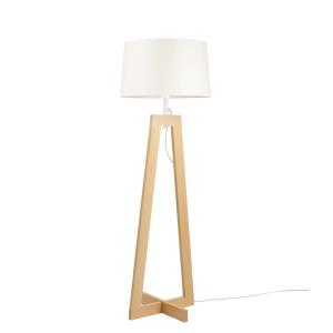 Lampadaire en tissu blanc et en bois H120