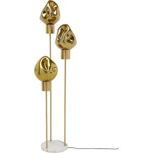 Lampadaire en verre déstructuré et acier doré