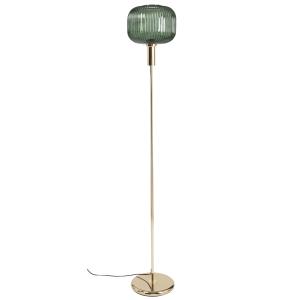 Lampadaire en verre soufflé vert et métal doré  H155