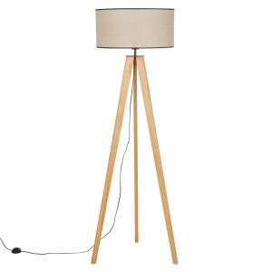 Lampadaire et abat-jour en lin  marron avec liseré noir H16…