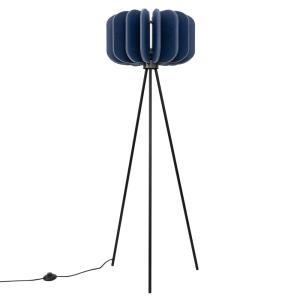 Lampadaire feutre/acier bleu marine/noir H 134 cm