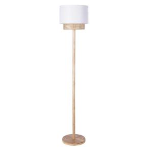 Lampadaire fixe en bois d'hévéa avec abat-jour en rotin et…