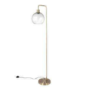 Lampadaire globe en verre et métal doré H155