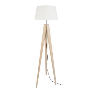 Lampadaire huile végétale bois bois naturel et écru