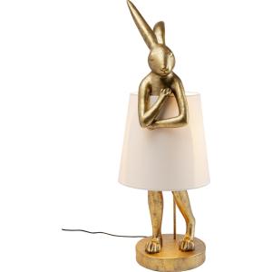 Lampadaire lapin en polyrésine dorée et abat-jour blanc H88…