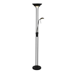 Lampadaire led et liseuse métal et verre noir et opale - H1…