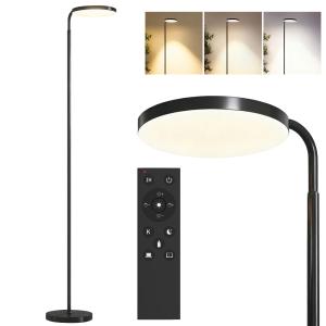 Lampadaire LED intensité variable tête rotative 350 ° acier…
