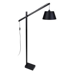 Lampadaire liseuse bois noir abat-jour plastique noir