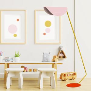 Lampadaire liseuse métal multicolore abat-jour rose