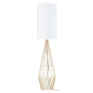 Lampadaire   métal abat-jour tissu or