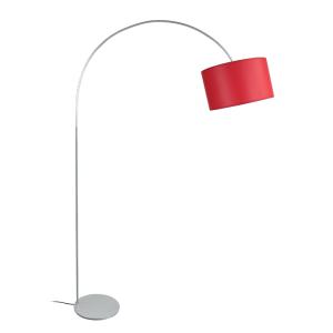 Lampadaire  métal aluminium  abat-jour tissu rouge