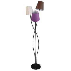 Lampadaire métal blanc  abat-jour tissu multicolore