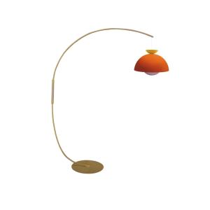Lampadaire métal bois naturel abat-jour multicolore