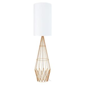 Lampadaire   métal cuivre abat-jour tissu  blanc