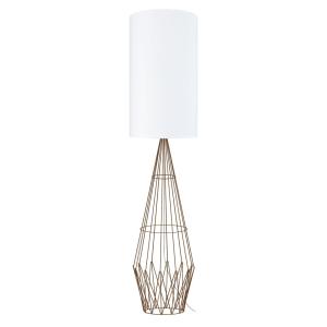 Lampadaire   métal marron       abat-jour tissu  blanc