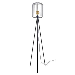 Lampadaire métal noir abat-jour filaire noir