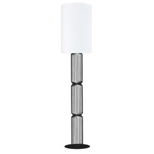 Lampadaire métal  noir  abat-jour tissu blanc