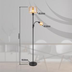 Lampadaire métal noir mat, 165cm